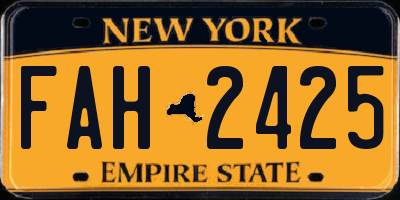 NY license plate FAH2425