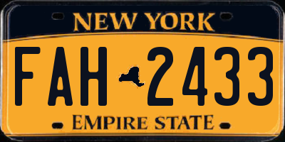 NY license plate FAH2433