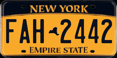 NY license plate FAH2442