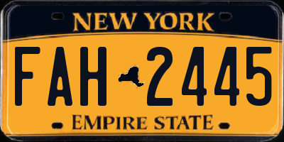 NY license plate FAH2445