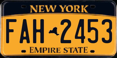 NY license plate FAH2453