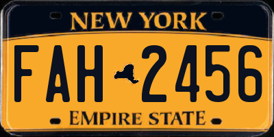 NY license plate FAH2456