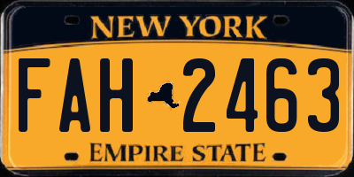 NY license plate FAH2463