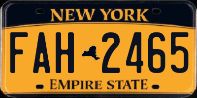 NY license plate FAH2465