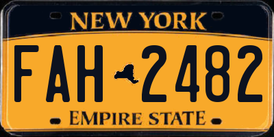 NY license plate FAH2482