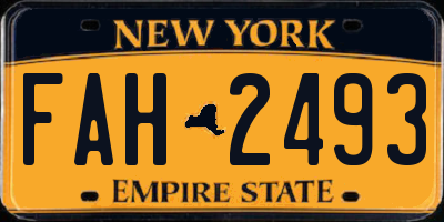 NY license plate FAH2493