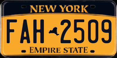 NY license plate FAH2509