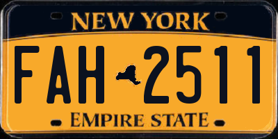 NY license plate FAH2511