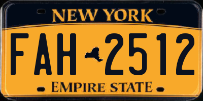 NY license plate FAH2512