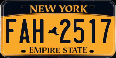 NY license plate FAH2517