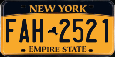 NY license plate FAH2521