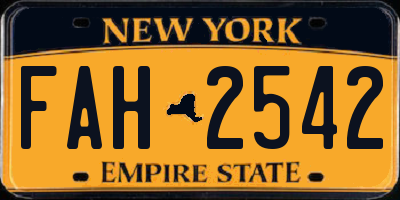 NY license plate FAH2542