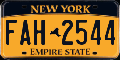 NY license plate FAH2544