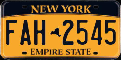 NY license plate FAH2545