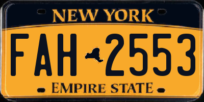 NY license plate FAH2553