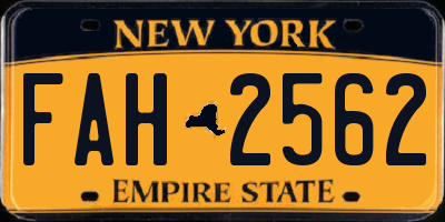 NY license plate FAH2562