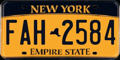 NY license plate FAH2584