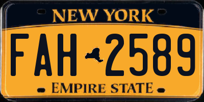 NY license plate FAH2589