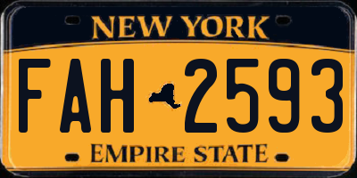 NY license plate FAH2593
