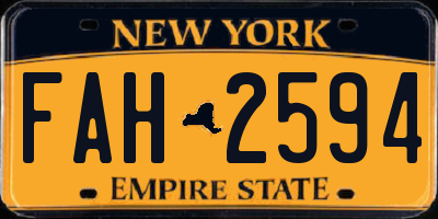 NY license plate FAH2594