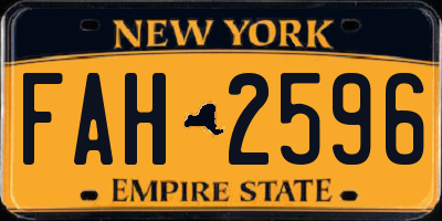 NY license plate FAH2596