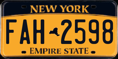 NY license plate FAH2598