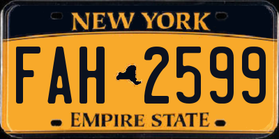NY license plate FAH2599