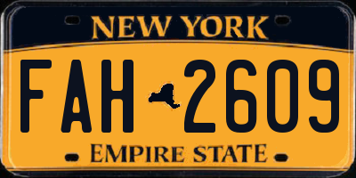 NY license plate FAH2609