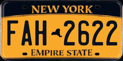 NY license plate FAH2622