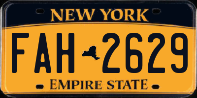 NY license plate FAH2629