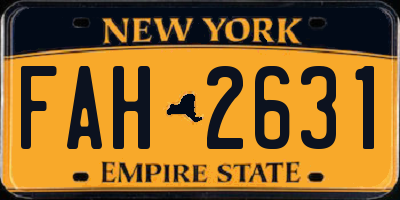 NY license plate FAH2631