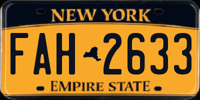 NY license plate FAH2633