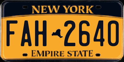 NY license plate FAH2640