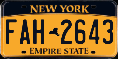 NY license plate FAH2643