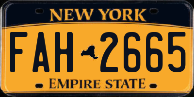 NY license plate FAH2665