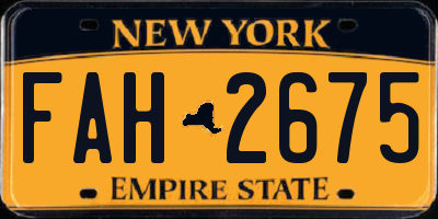 NY license plate FAH2675