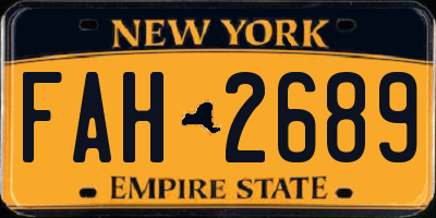NY license plate FAH2689