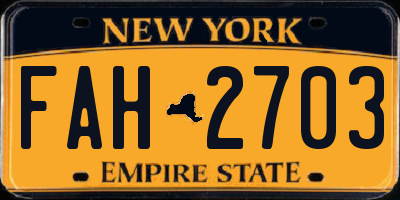 NY license plate FAH2703