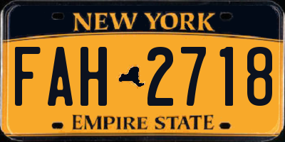 NY license plate FAH2718