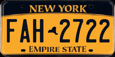 NY license plate FAH2722