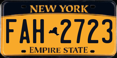 NY license plate FAH2723