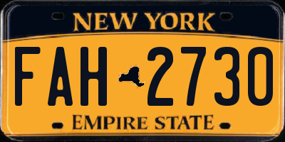 NY license plate FAH2730
