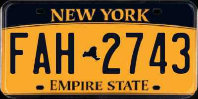 NY license plate FAH2743