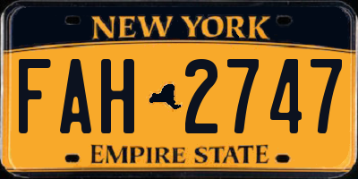 NY license plate FAH2747