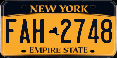 NY license plate FAH2748