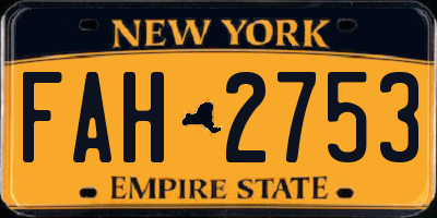 NY license plate FAH2753