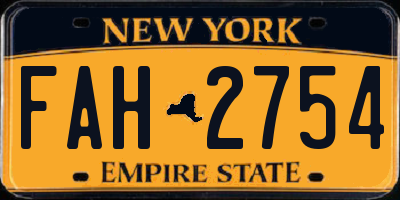 NY license plate FAH2754