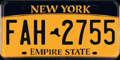 NY license plate FAH2755