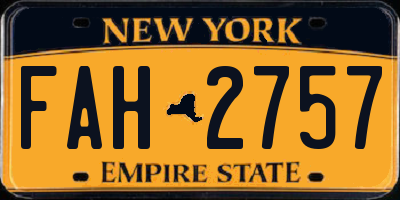 NY license plate FAH2757