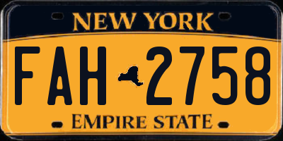 NY license plate FAH2758